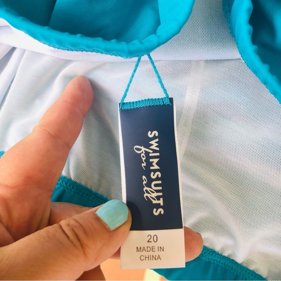 Swimsuits For All Ruched Bottoms Size 20 Aqua Blue NWOT - Picture 3 of 5